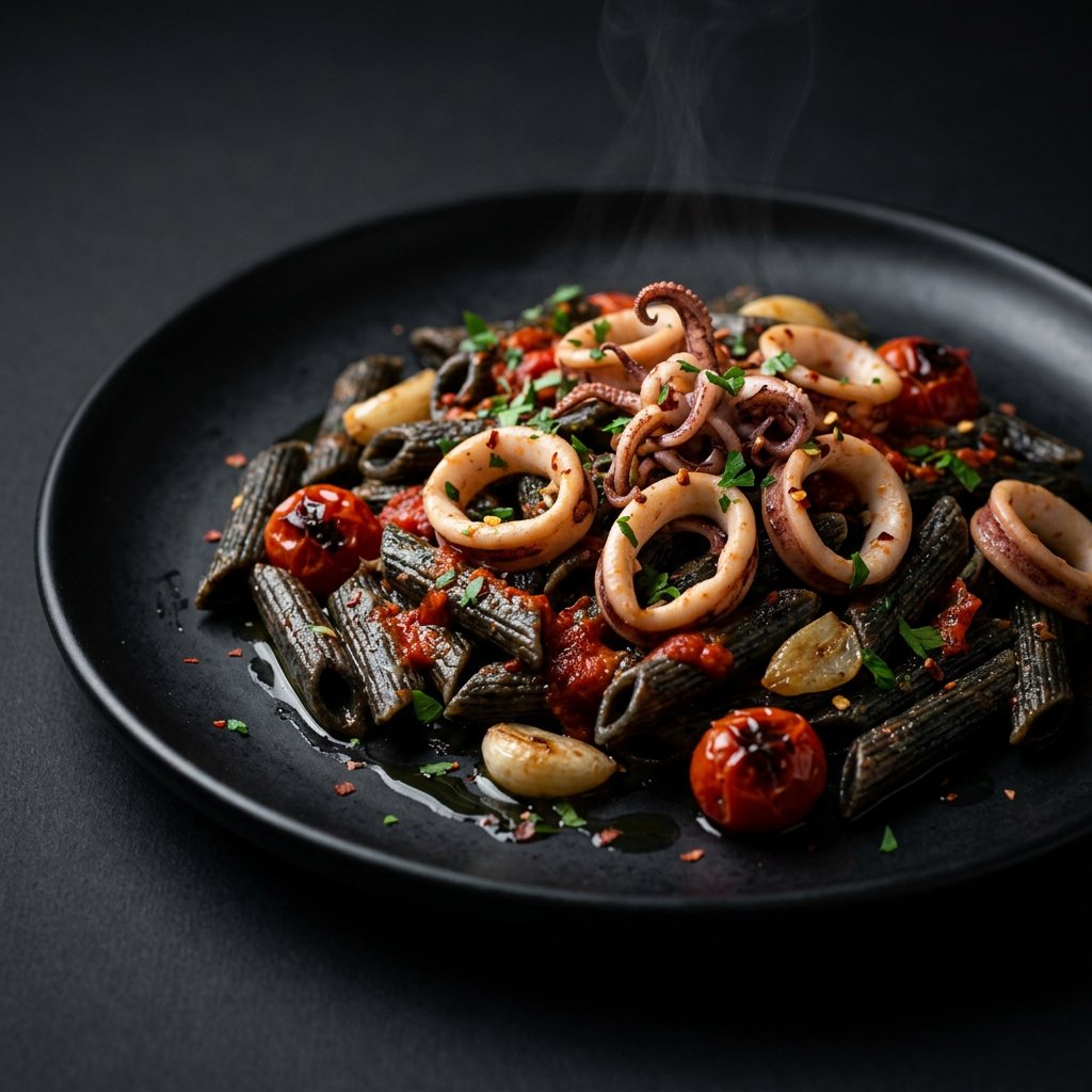 Penne Negros con Calamares y Chili - ExtraVirgen.Store