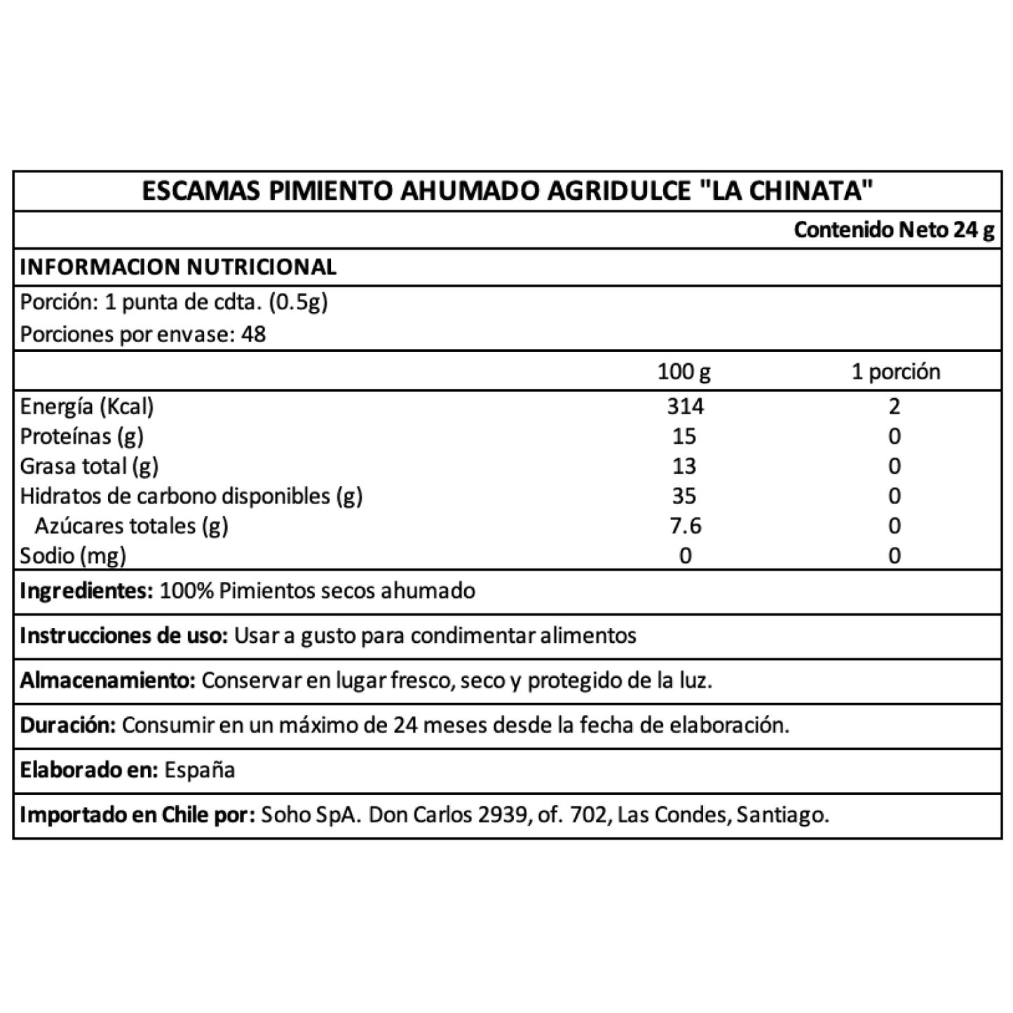 La Chinata Escamas Pimiento Ahumado Agriulce molinillo 1 x 24 gr - La Chinata - 8421401201278 - ExtraVirgen.Store
