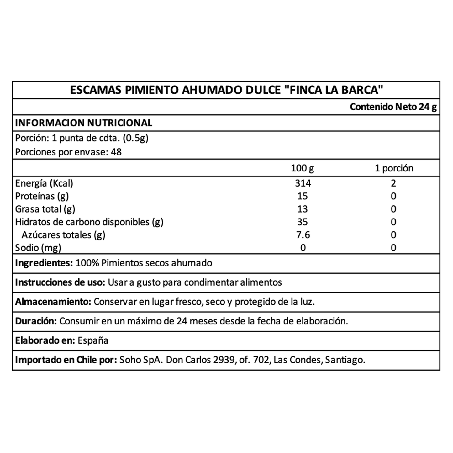 Finca la Barca Escamas Pimiento Ahumado Dulce molinillo 1 x 24 gr - Finca La Barca - 8421401202039 - ExtraVirgen.Store
