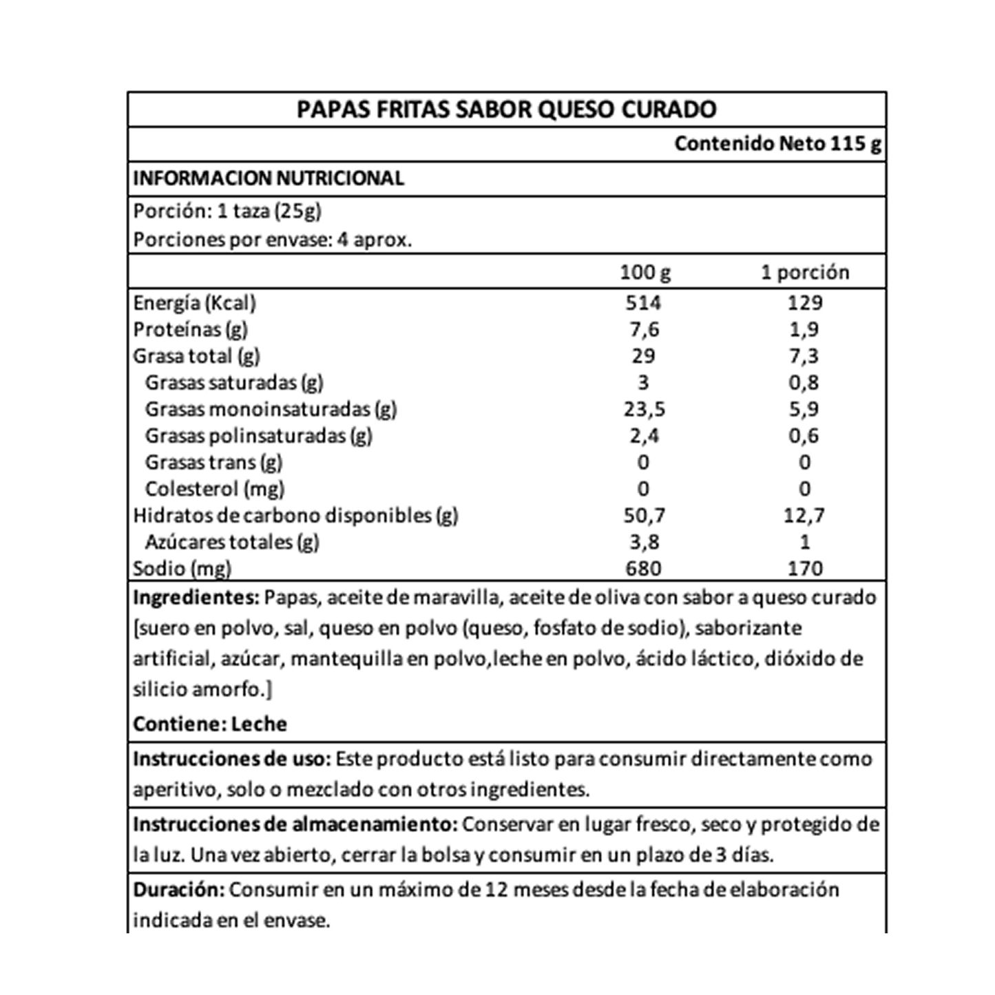 Ibérica Papas Fritas Queso 1 x 115 gr - Chips - Ibérica - 8424842201807 - ExtraVirgen.Store