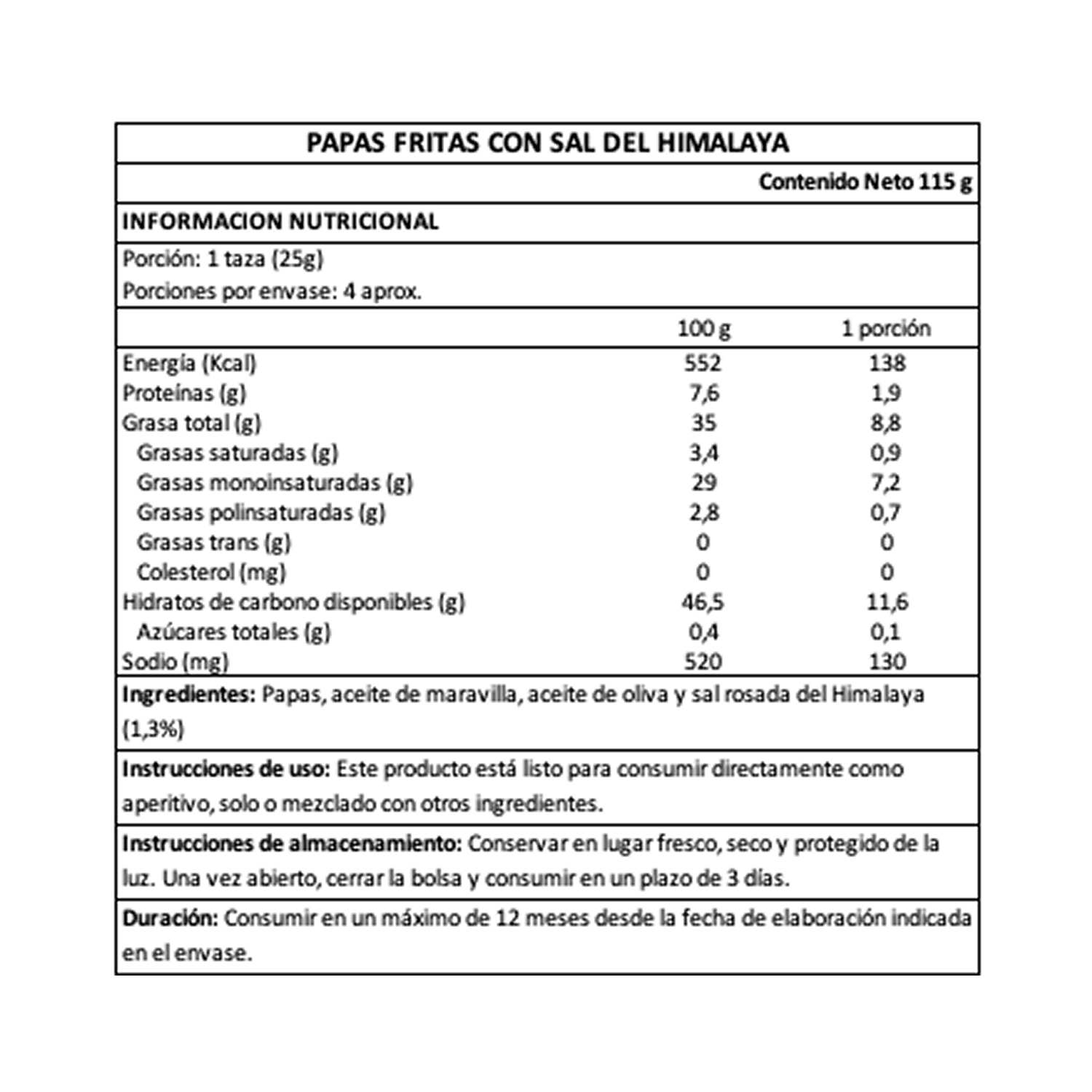Ibérica Papas Fritas Sal Himalaya 1 x 115 gr - Chips - Ibérica - 8424842201821 - ExtraVirgen.Store