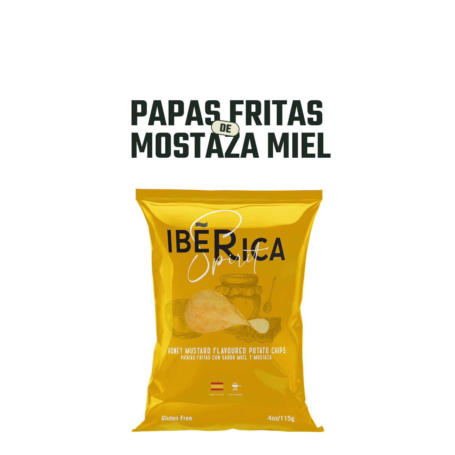 Ibérica Papas Fritas Mostaza Miel 1 x 115 gr - Chips - Ibérica - 8424842202064 - ExtraVirgen.Store