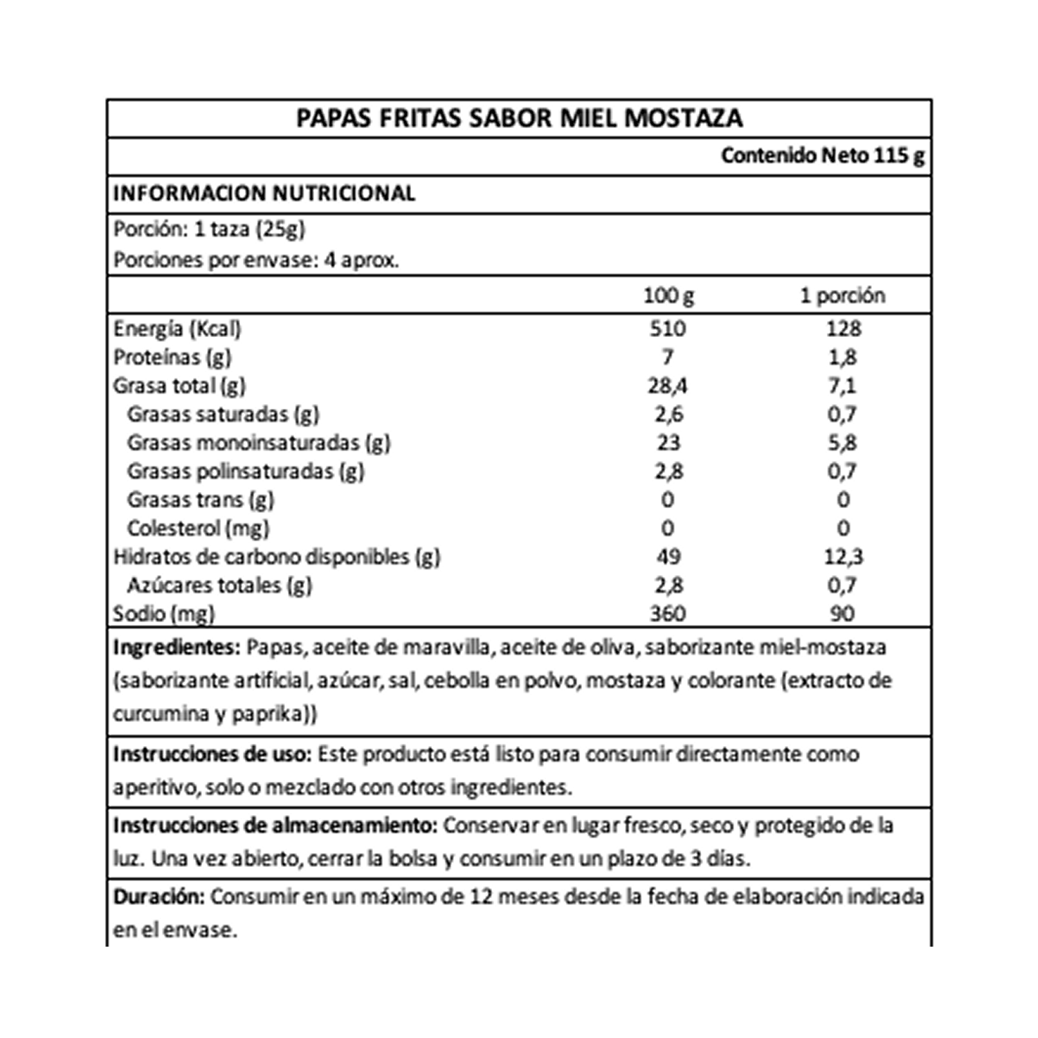 Ibérica Papas Fritas Mostaza Miel 1 x 115 gr - Chips - Ibérica - 8424842202064 - ExtraVirgen.Store