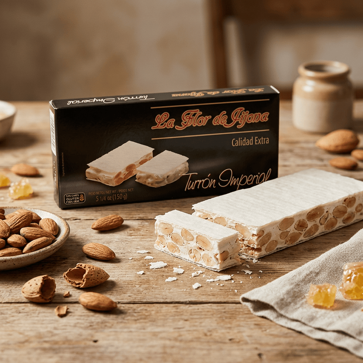 Turrón Imperial de Almendras Flor de Jijona 1 x 150 gr - Bombones - Flor de Jijona - 8410771310222 - ExtraVirgen.Store