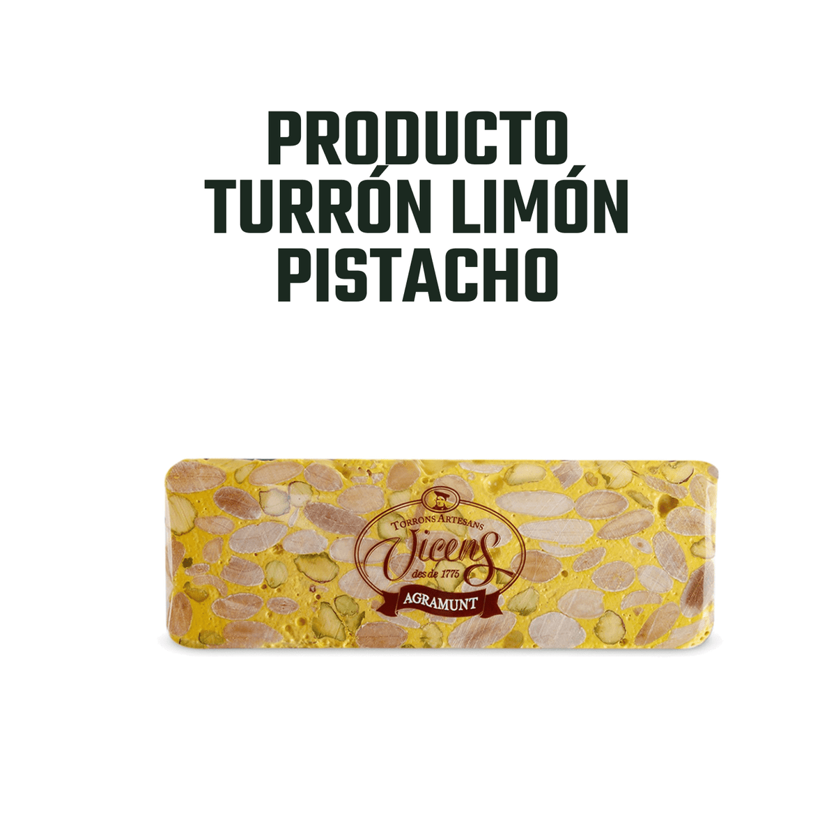 Turrón Artesano Limón Pistacho Vicens 1 x 80 gr - Bombones - Vicens - 8410495080807 - ExtraVirgen.Store