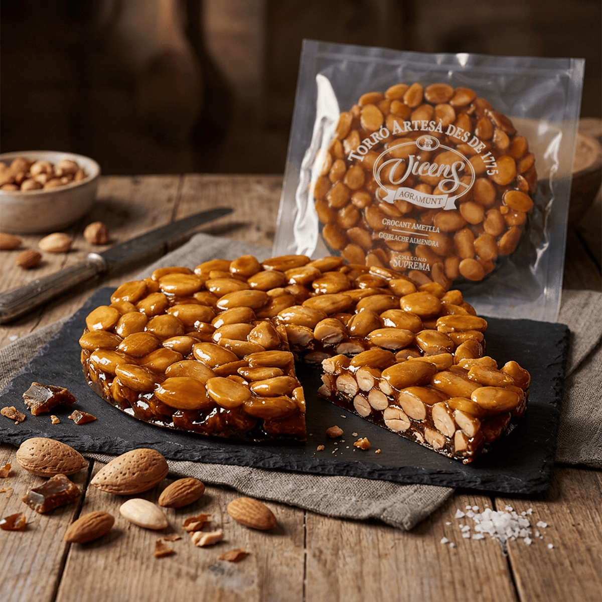 Torta Artesana Guirlache de Almendra Vicens 1 x 200 gr - Bombones - Vicens - 8410495204326 - ExtraVirgen.Store