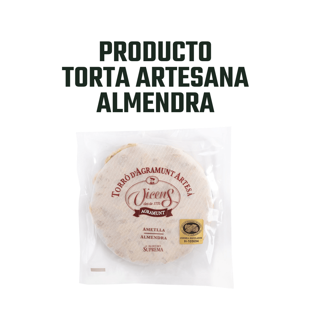 Torta Artesana de Almendra Vicens 1 x 200 gr - Bombones - Vicens - 8410495252112 - ExtraVirgen.Store