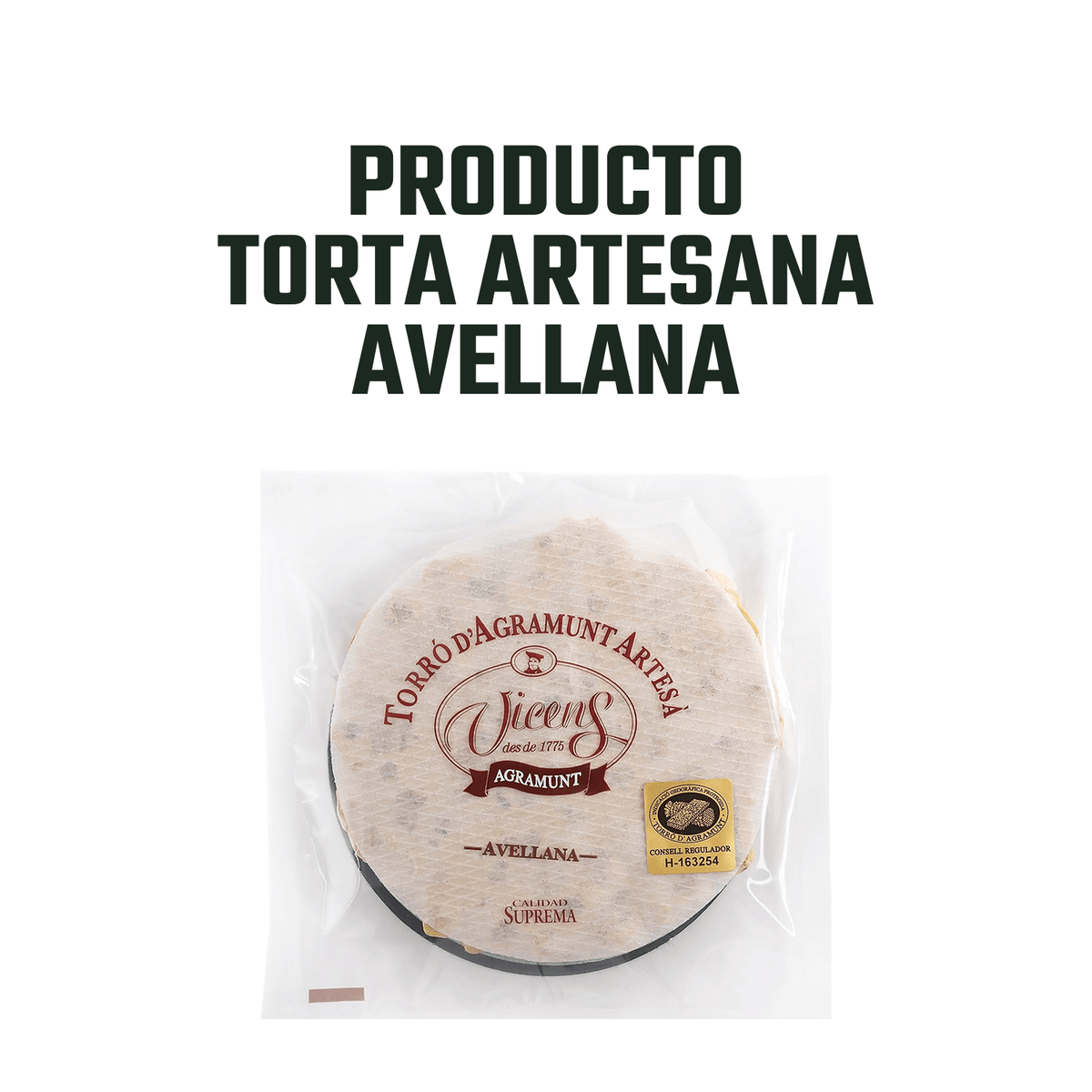 Torta Artesana de Avellana Vicens 1 x 200 gr - Bombones - Vicens - 8410495202346 - ExtraVirgen.Store