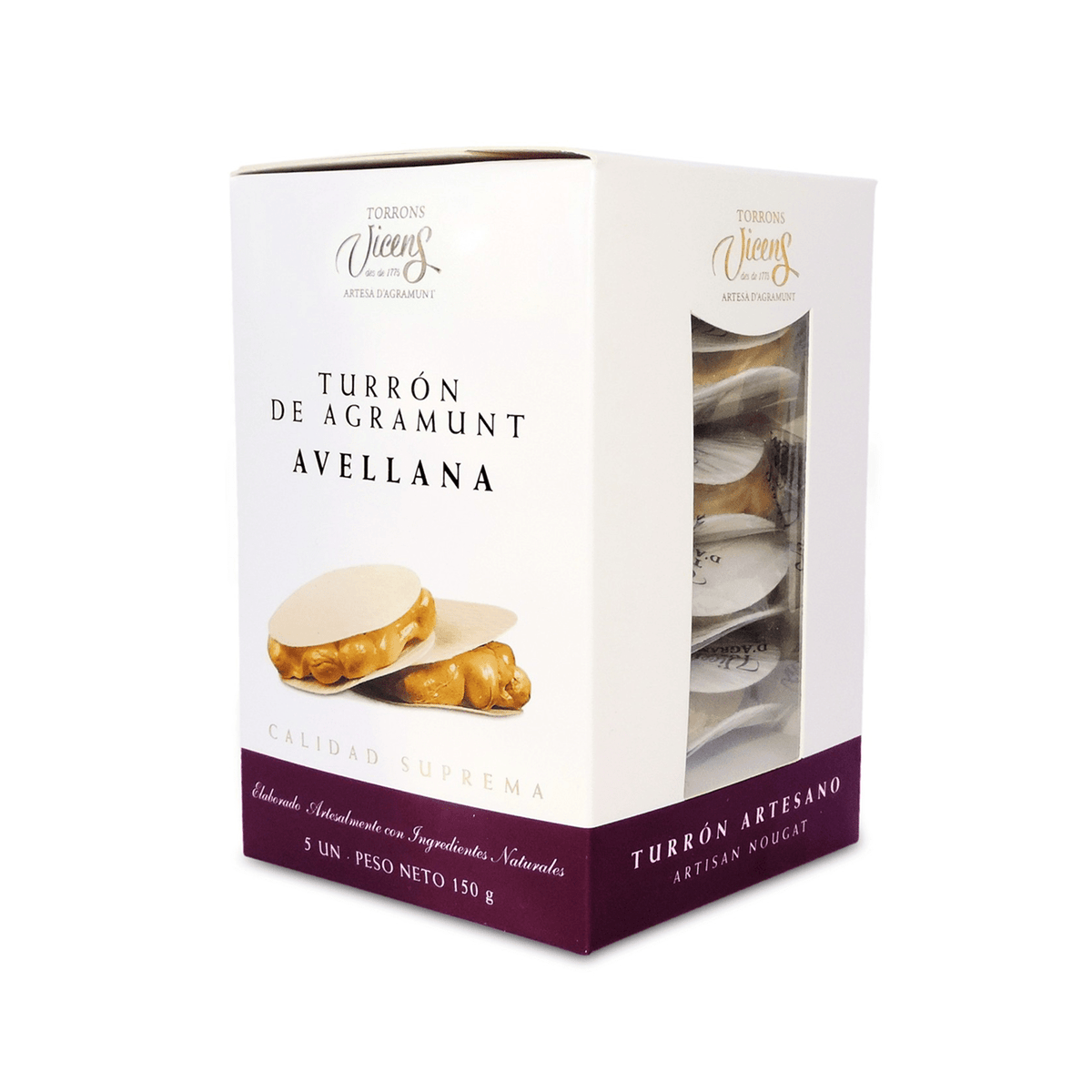 Turrón de Agramunt Avellana Vicens 1 x 150 gr - Bombones - Vicens - 8410495541056 - ExtraVirgen.Store