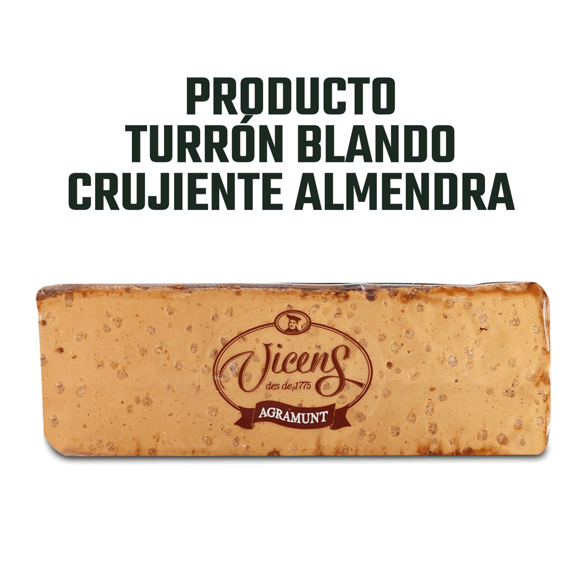 Turrón Blando Crujiente de Almendra Vicens 1 x 80 gr - Bombones - Vicens - 8410495080869 - ExtraVirgen.Store