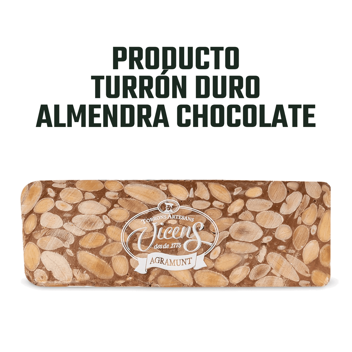Turrón Duro de Almendra con Chocolate Vicens 1 x 80 gr - Bombones - Vicens - 8410495080838 - ExtraVirgen.Store