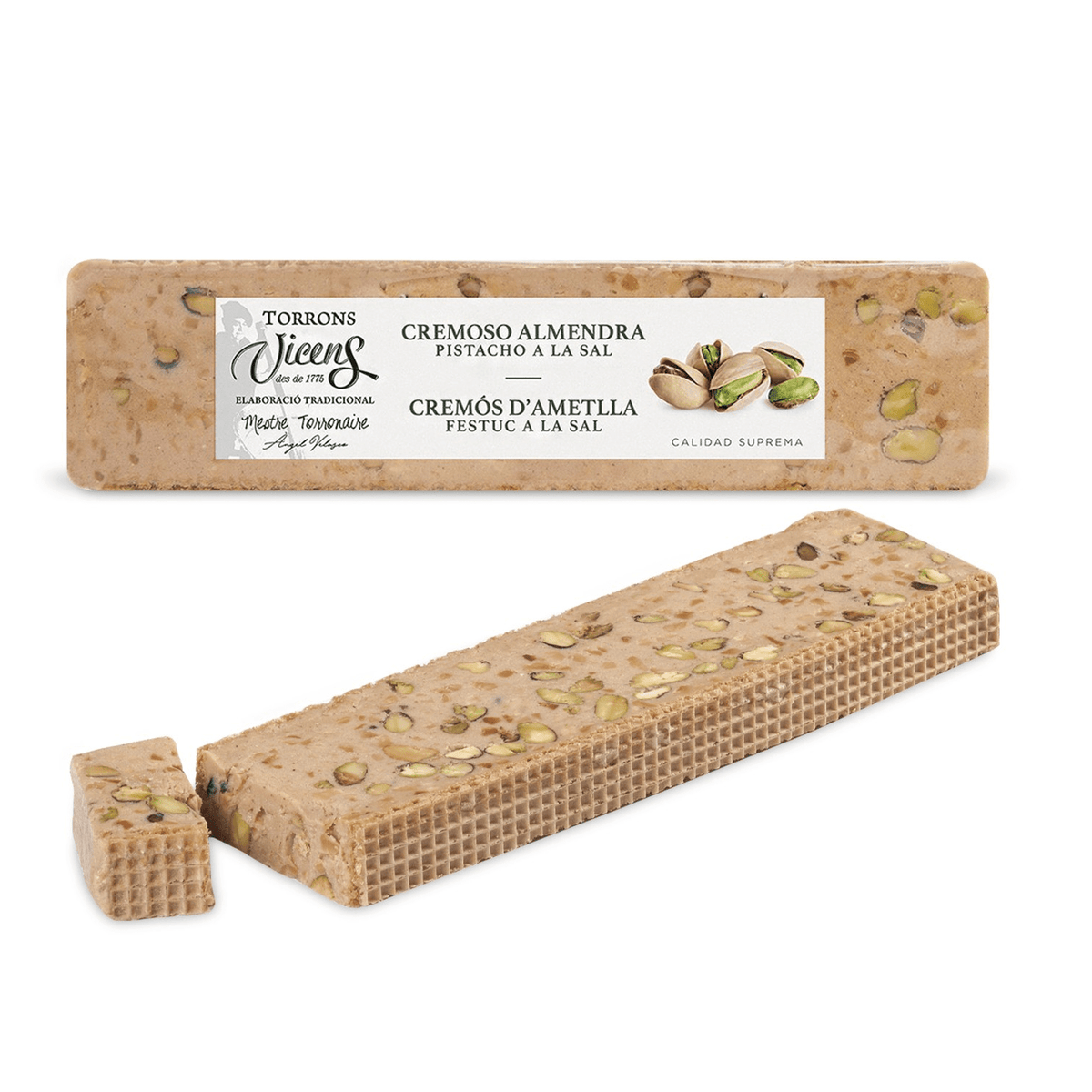 Turrón Almendra Pistacho a la Sal Vicens 1 x 300 gr - Turrones - Vicens - 8410495953927 - ExtraVirgen.Store