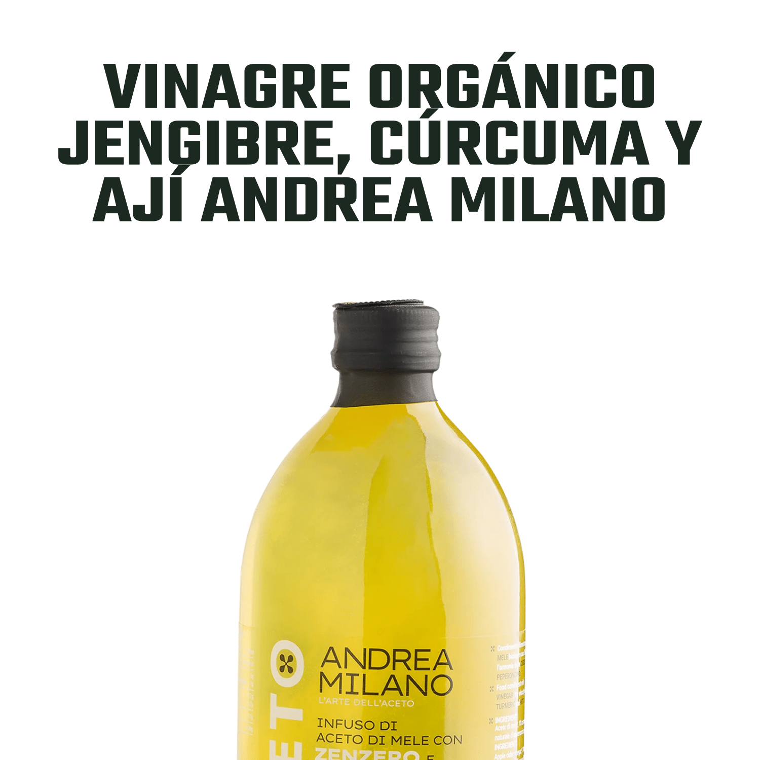 Vinagre Orgánico Jengibre, Cúrcuma y Ají Andrea Milano 1 x 500 ml - Andrea Milano - 8003407193070 - ExtraVirgen.Store