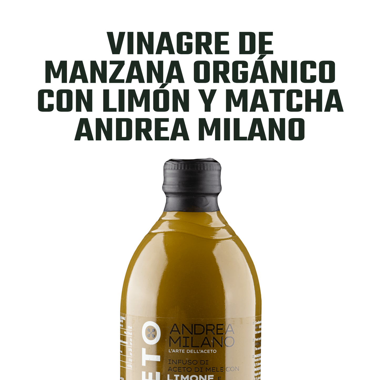 Vinagre de Manzana Orgánico con Limón y Matcha Andrea Milano 1 x 500 ml - Andrea Milano - 8003407192271 - ExtraVirgen.Store