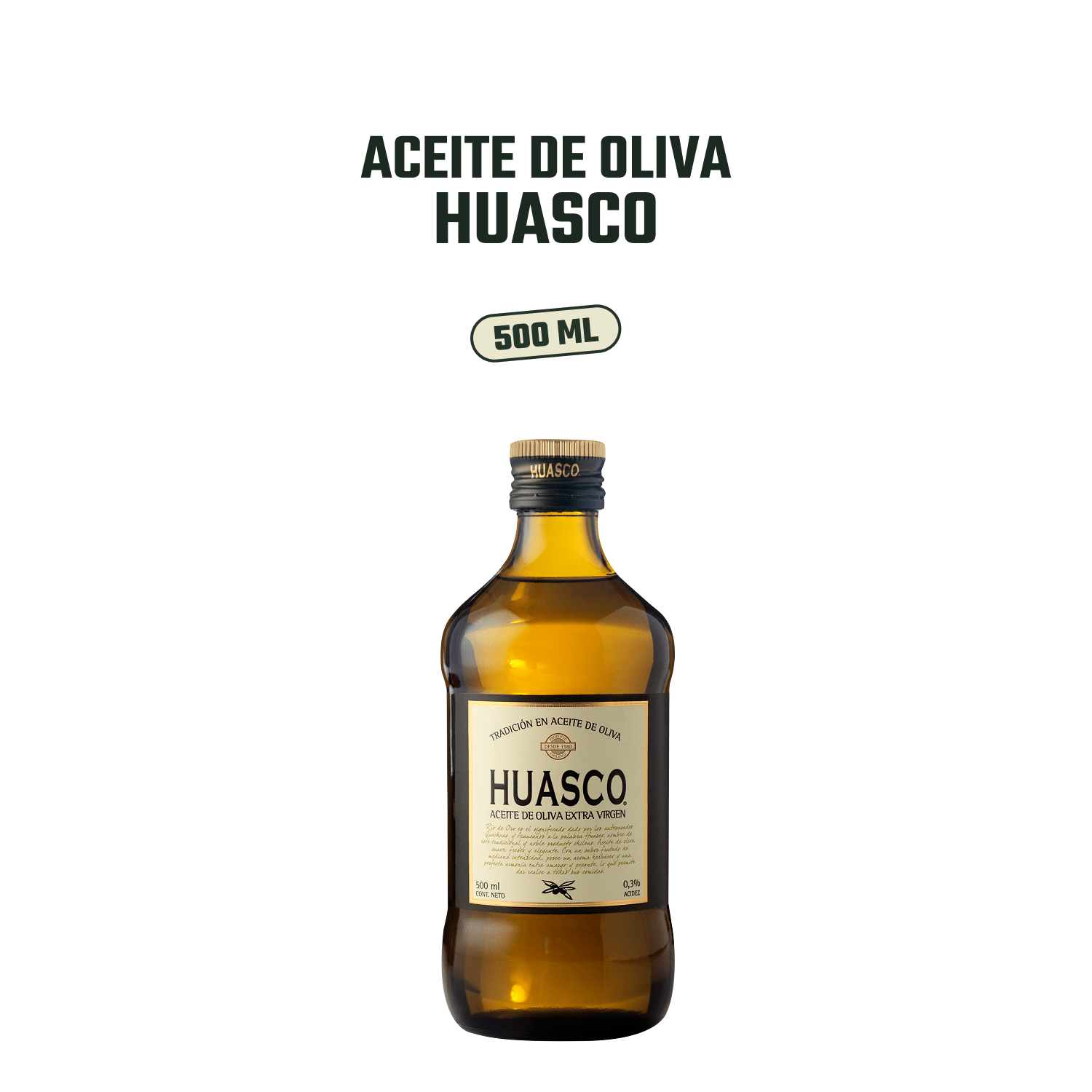 Aceite Oliva Extra Virgen Huasco 4 x 500 ml - Blend - Huasco - 37808760900479 - ExtraVirgen.Store
