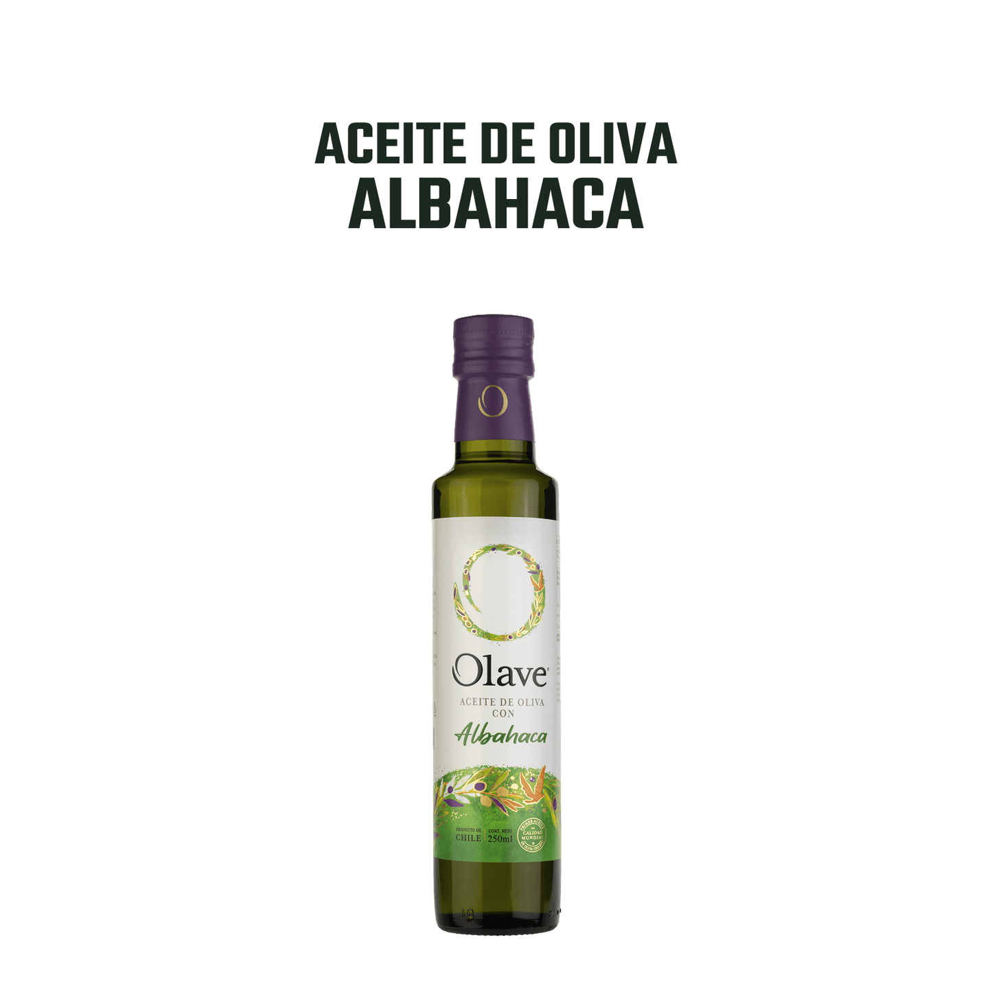 Aceite Oliva Extra Saborizado Olave Albahaca 1 x 250 ml - Especiado - Olave - 7808760900959 - ExtraVirgen.Store