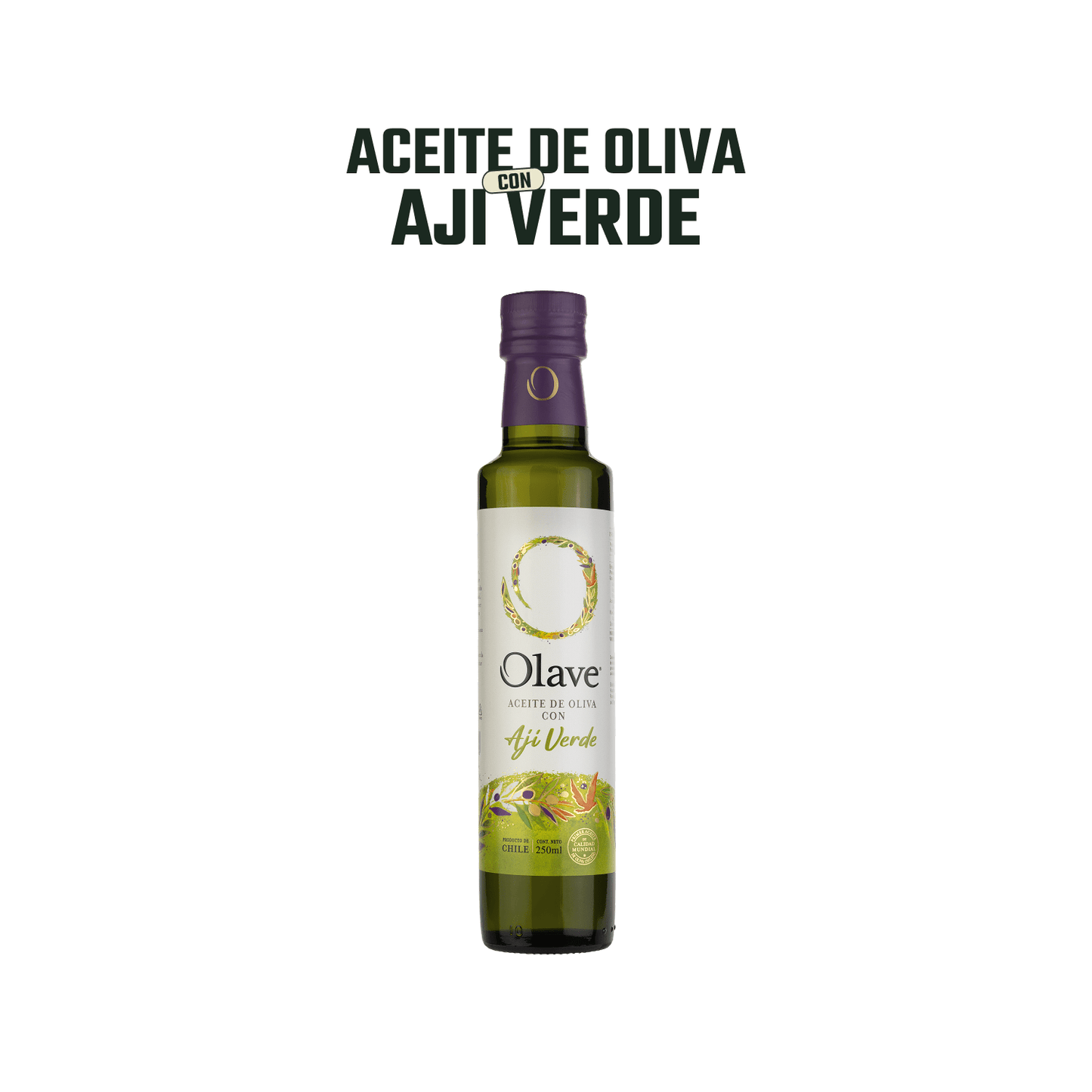 Aceite de Oliva extra virgen Olave Aji Verde 1 x 250 ml - Especiado - Olave - 7808760900966 - ExtraVirgen.Store