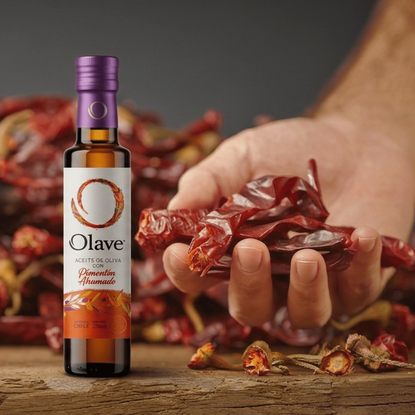 Aceite de Oliva Olave Pimenton Ahumado 1 x 250 ml - Especiado - Olave - 7808760901123 - ExtraVirgen.Store