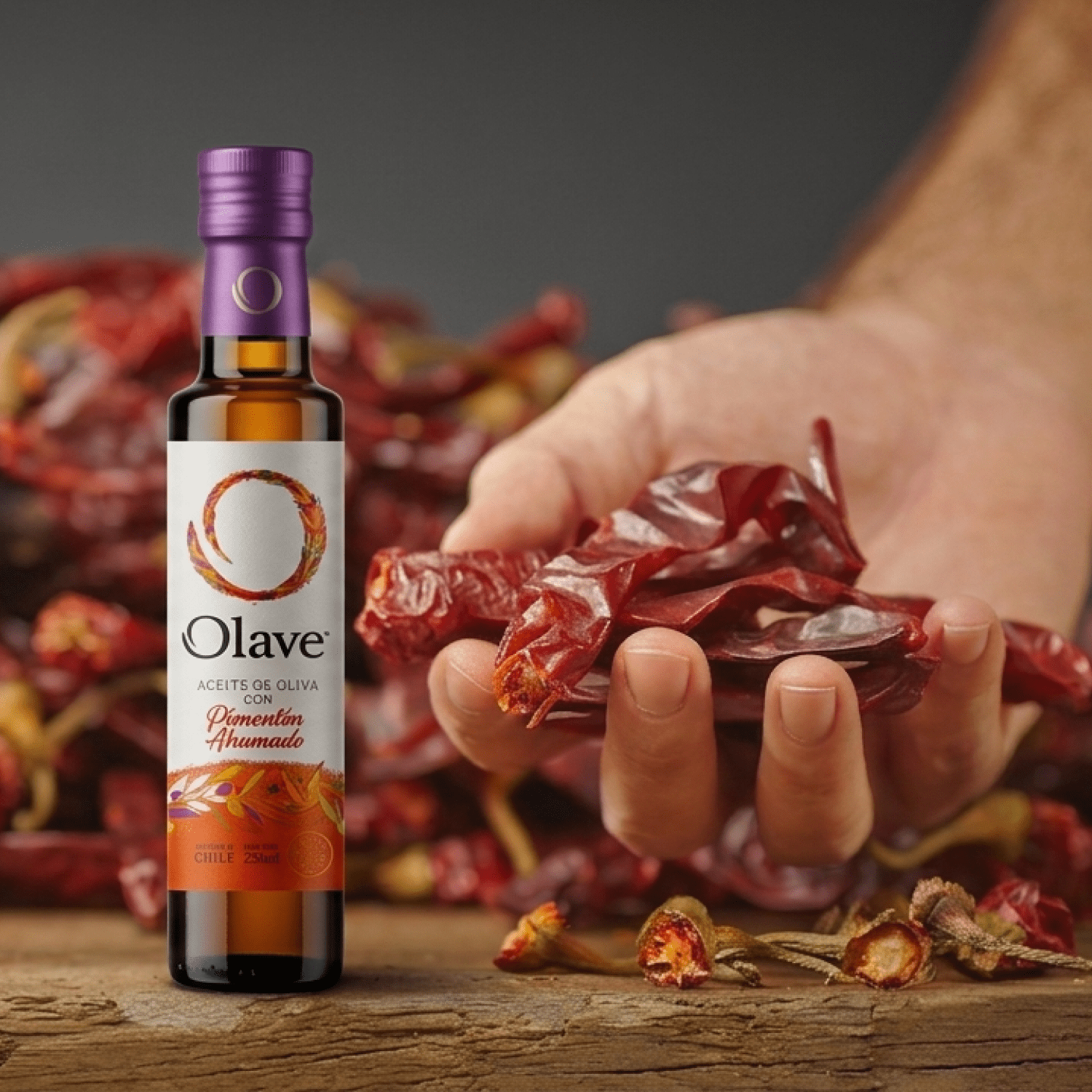 Aceite de Oliva Olave Pimenton Ahumado 1 x 250 ml - Especiado - Olave - 7808760901123 - ExtraVirgen.Store