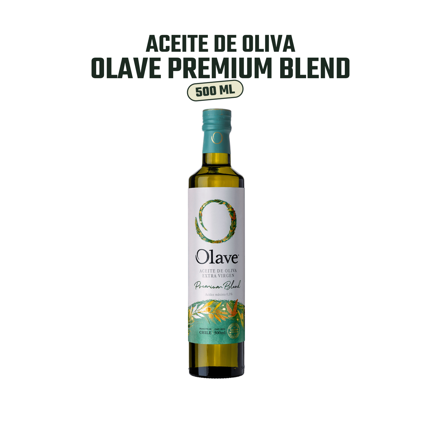 Aceite Oliva Extra Virgen Olave Premium 1 x 500 ml - Premium - Olave - 7808760900072 - ExtraVirgen.Store