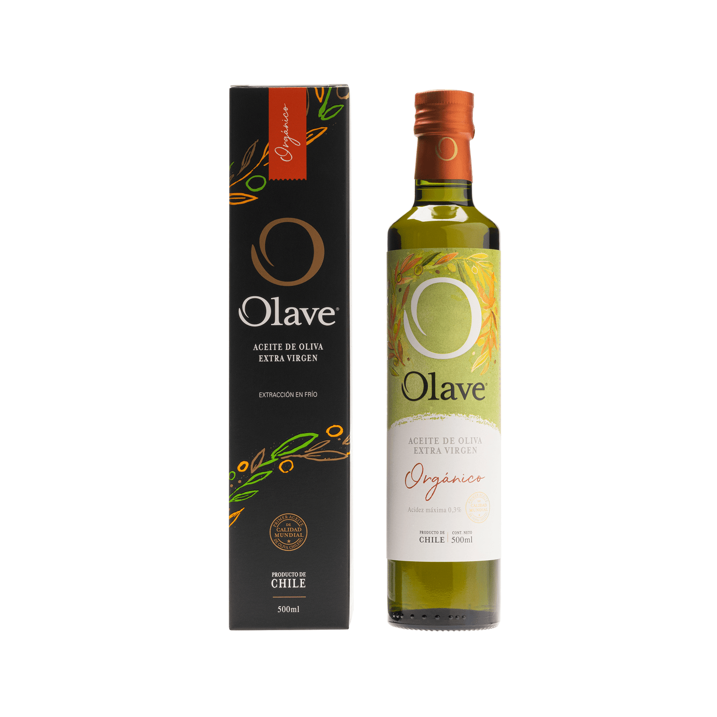 Olave Organico / Aceite de Oliva Extra Virgen / 500 ml / Estuche 1 unidad - Orgánico - Olave - 7808760900928 - ExtraVirgen.Store