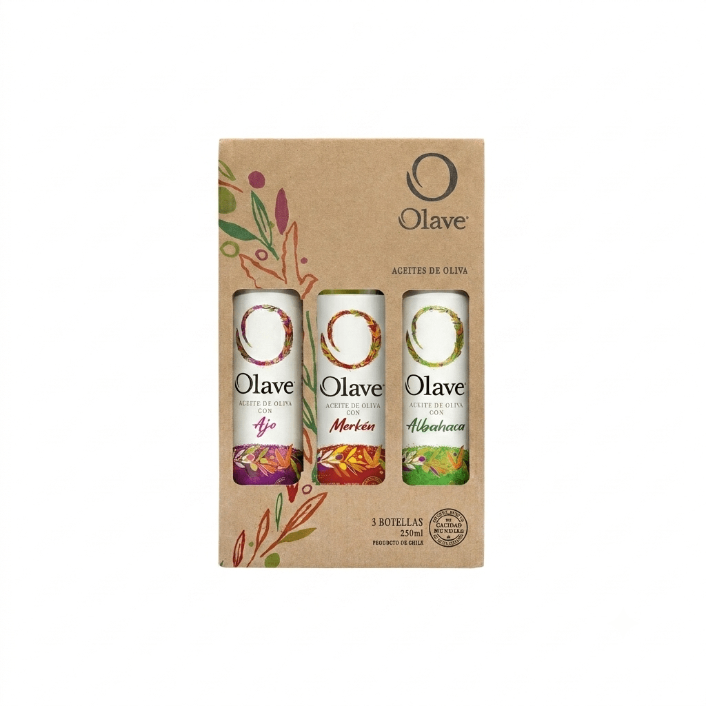 PT MIX OLAVE Tri-pack 3 x 250ml (Albahaca, Ajo, Merken) - Especiado - Olave - 7808760901147 - ExtraVirgen.Store