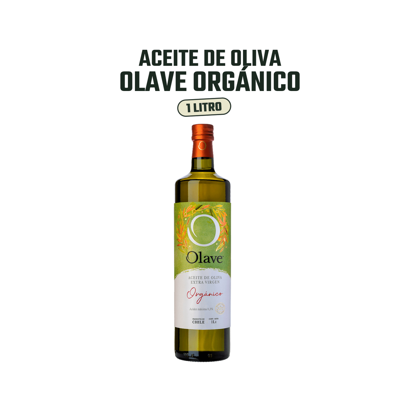 Aceite de Oliva extra virgen Olave Organico 1 x 1000 ml - Orgánico - Olave - 7808760900706 - ExtraVirgen.Store