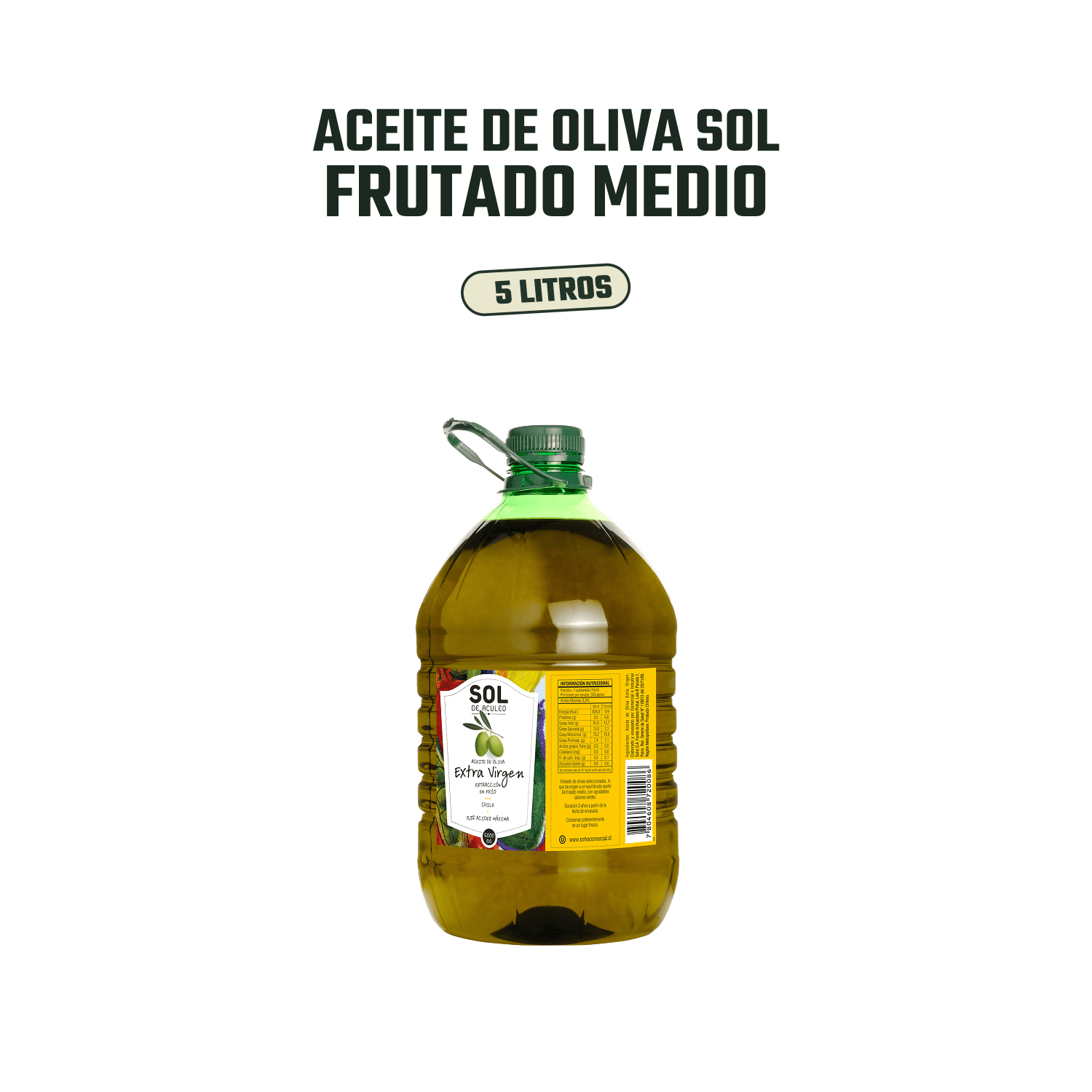 Aceite Oliva Extra Virgen Sol de Aculeo Frutado Medio 2 x 5000 ml - Blend - Sol de Aculeo - 27804608720080 - ExtraVirgen.Store
